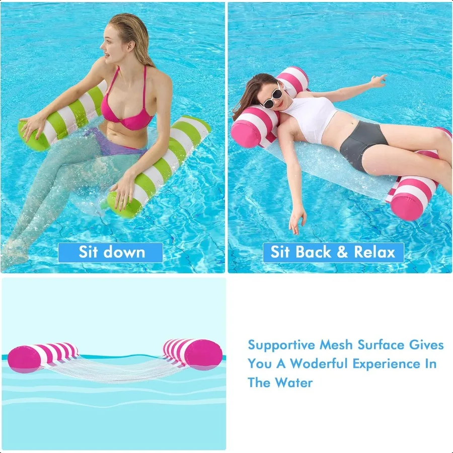 3 Pack Iatable Pool Floats 4in1 Water Hammock Pool Floats Adult Size for Swimming Pool Party Summer Lake Water Fun