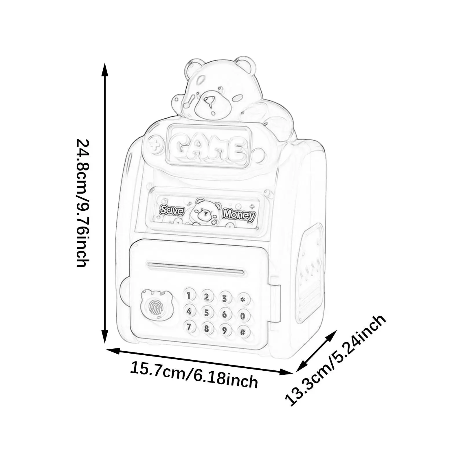 ATM Savings Bank Personal Password & Fingerprint Unlocking Simulation Password Lock Savings Bank for Kids Valentine's Day Gift