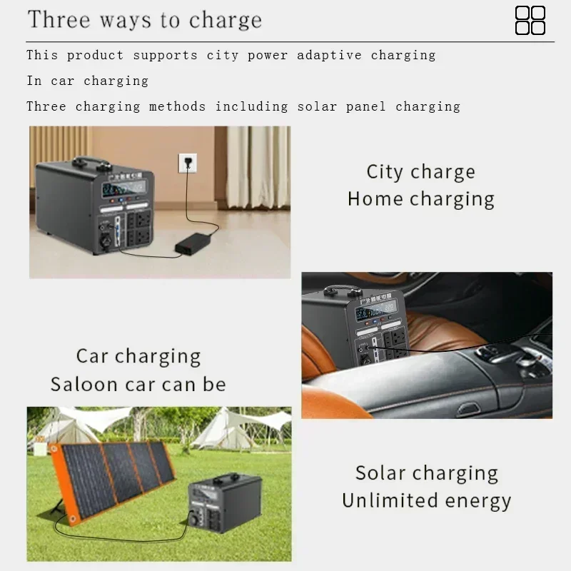 600W-2000W Portable Power Station Charging External Batteries 220V Energy Storage Supply Outdoor Camping Campervan RV