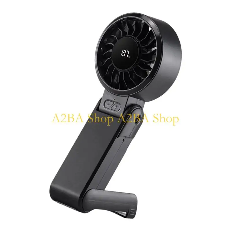 A2BA Portable Neck Hanging Fan With Phone Holder And Digital Display For Office Outdoor