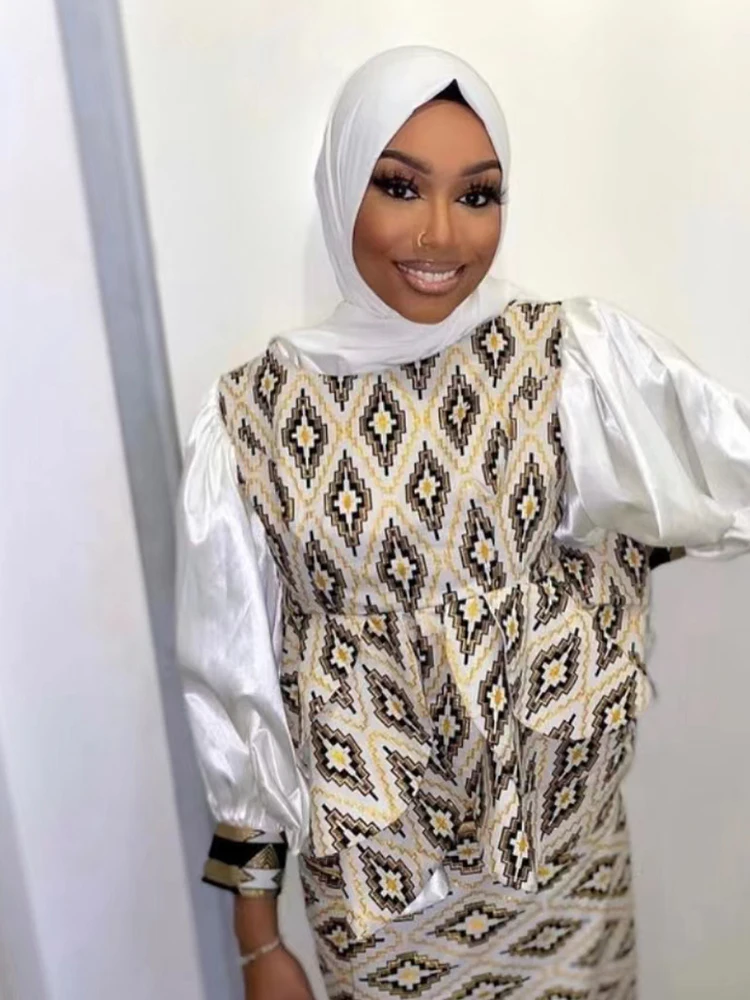 

Bohemian-style long dress, seaside celebration vacation charm, elegant artistic printed gown suitable for all seasons