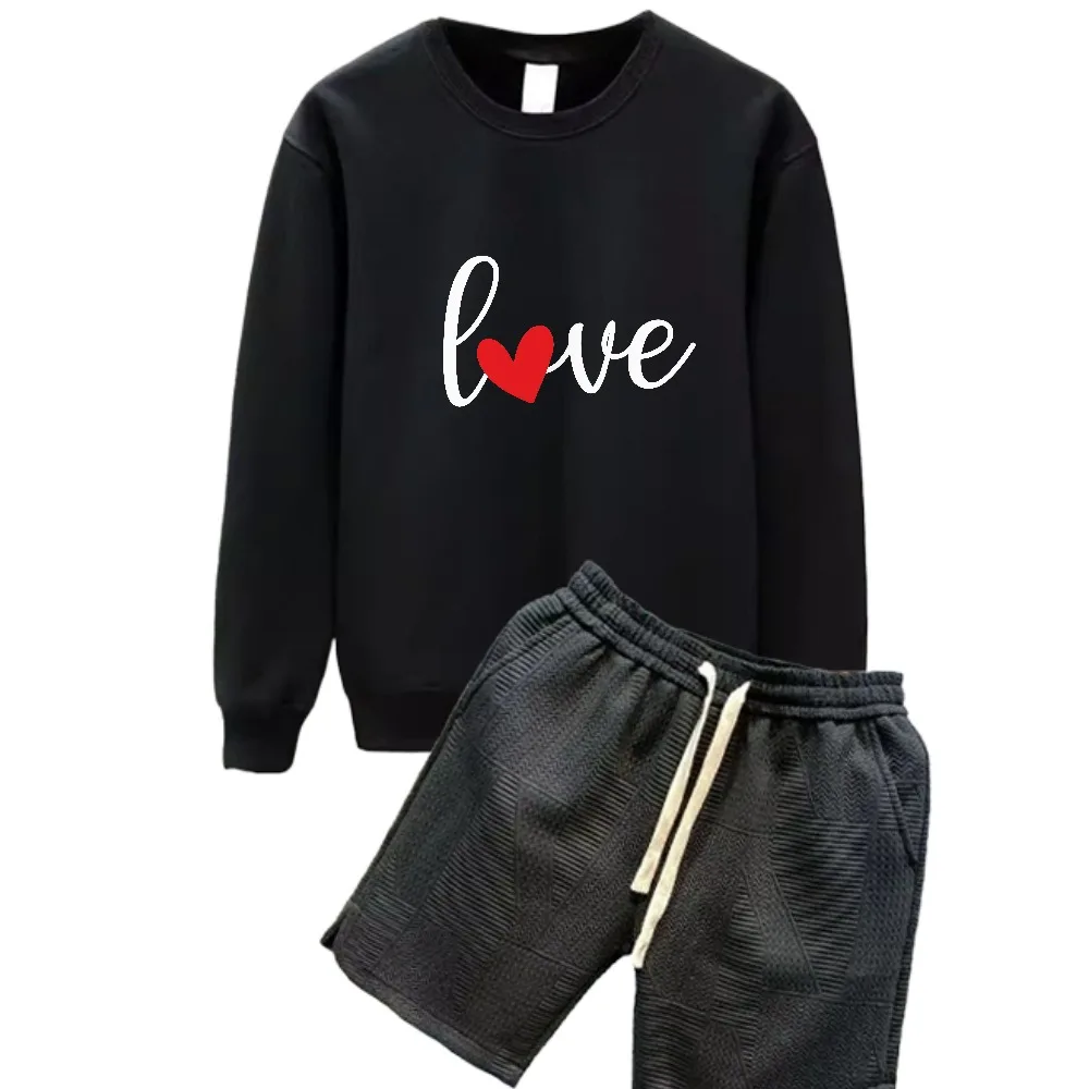 

2025 Red heart English print suit Spring And Autumn Men Tracksuit Set Casual Daily Wear Stylish Comfortable Outfit two-piece set