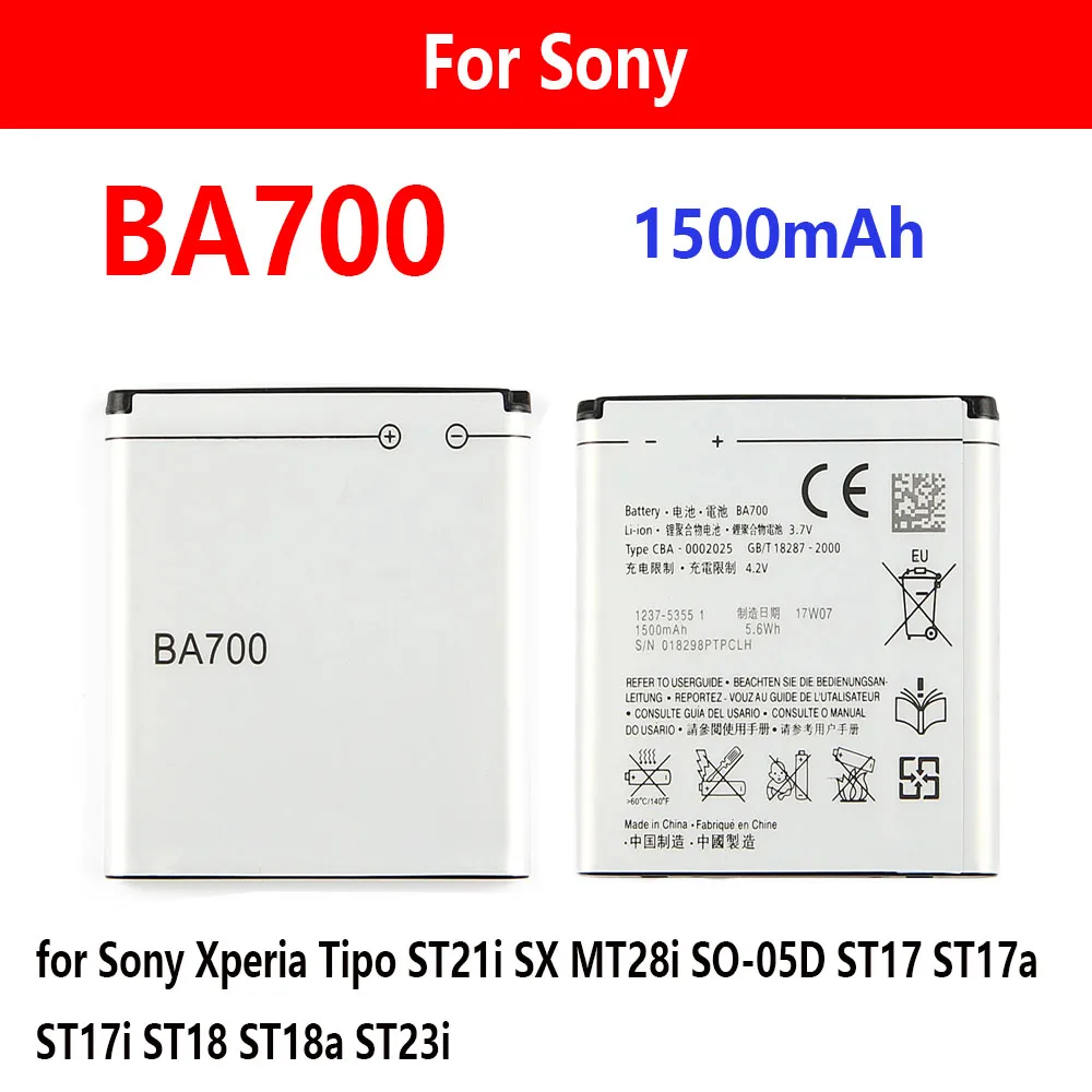 Batería ISUNOO BA700 de 1500mAh para teléfonos móviles Sony Xperia Tipo ST21i SX MT28i SO-05D ST17 ST17a ST17i ST18 ST18a ST23i