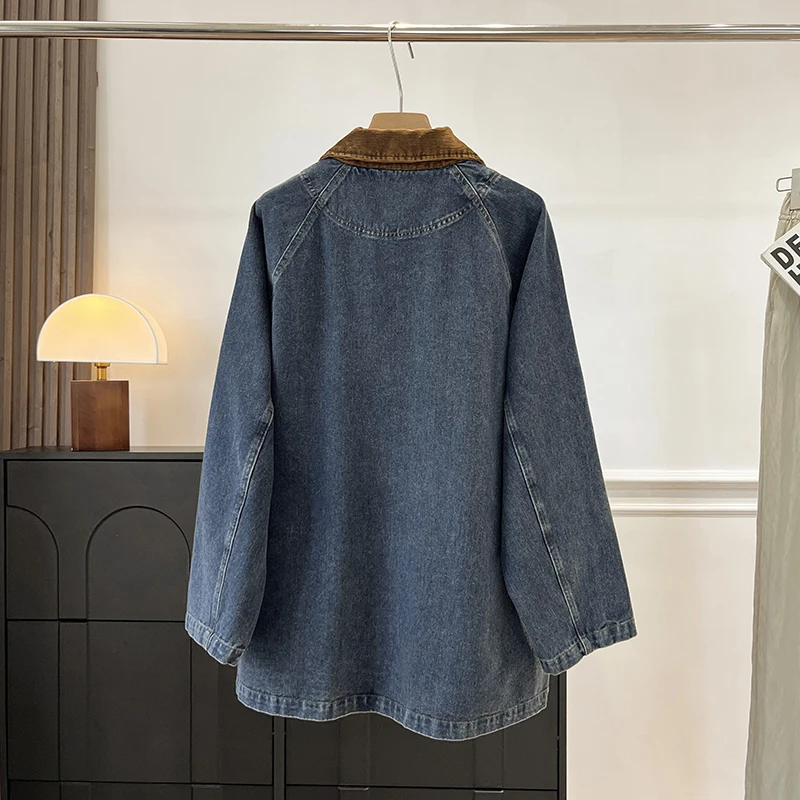 Chaqueta de Trabajo de Pana para Mujer, con un Solo Botón, Manga con Solapa, Cuello Csero, Estilo Casual, Hoada, de Tela...