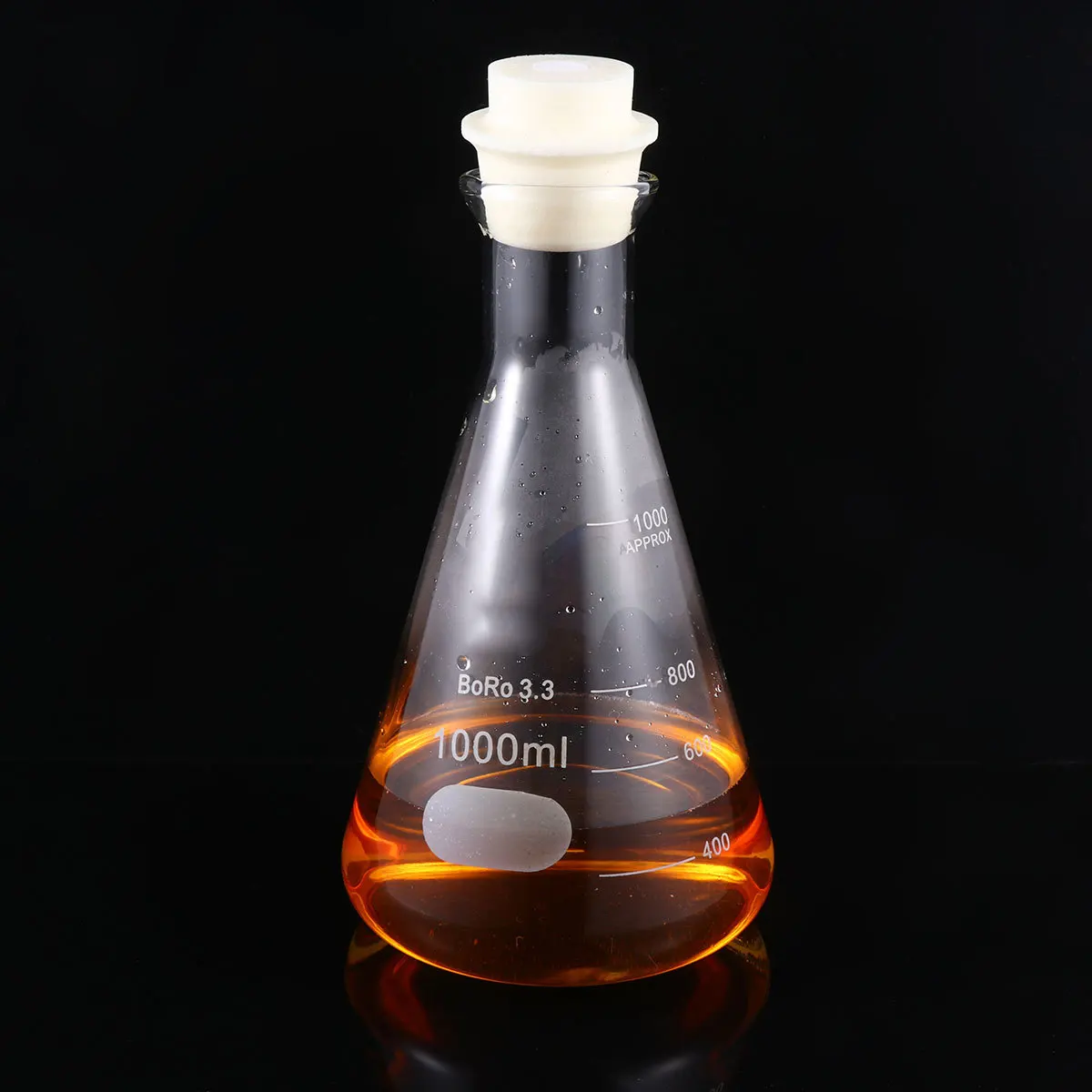 

Bubble-free Flask Wide Mouth with Stopper Odorless Erlenmeyer Science Cork Chemistry Flasks Glass Accurate Measurement