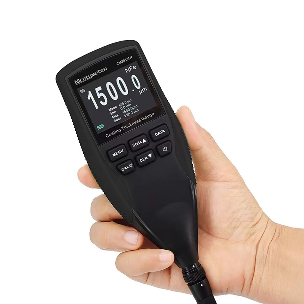 NicetyMeter Fe/NFe Digital Coating Thickness Gauge TFT LCD Car Painting Film Meter 0-1250um Separate Probe Backlight Data Store image 4