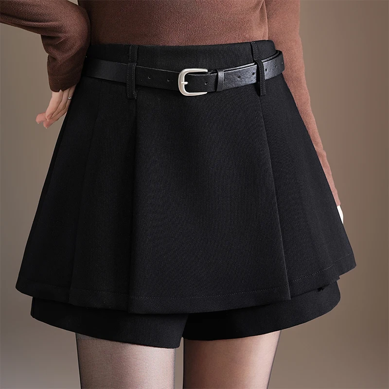 

Bla High Waist Thiened Wide Leg Pants Women's Autumn Winter Faion Design Slimming A-Line Skirt Pants Korean Sle Casua...