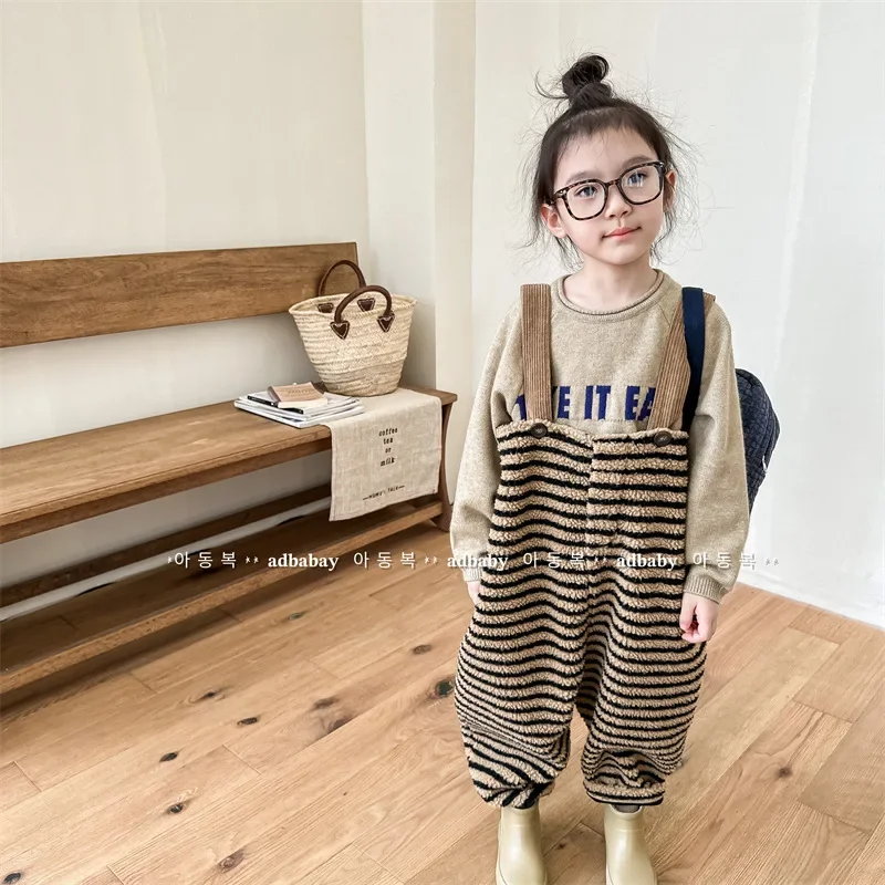 

Winter Children's Korean Style Fleece Lining Thick Jumpsuit Sleeveless Kids Clothes Girl Suspender Pants Romper Baby Boy Overall