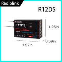 Future Flight RadioLink R12DS 2.4GHz 12CH DSSS & FHSS Receiver  RadioLink AT9 AT9S AT10 AT10II Transmitter Support For SBUS PWM