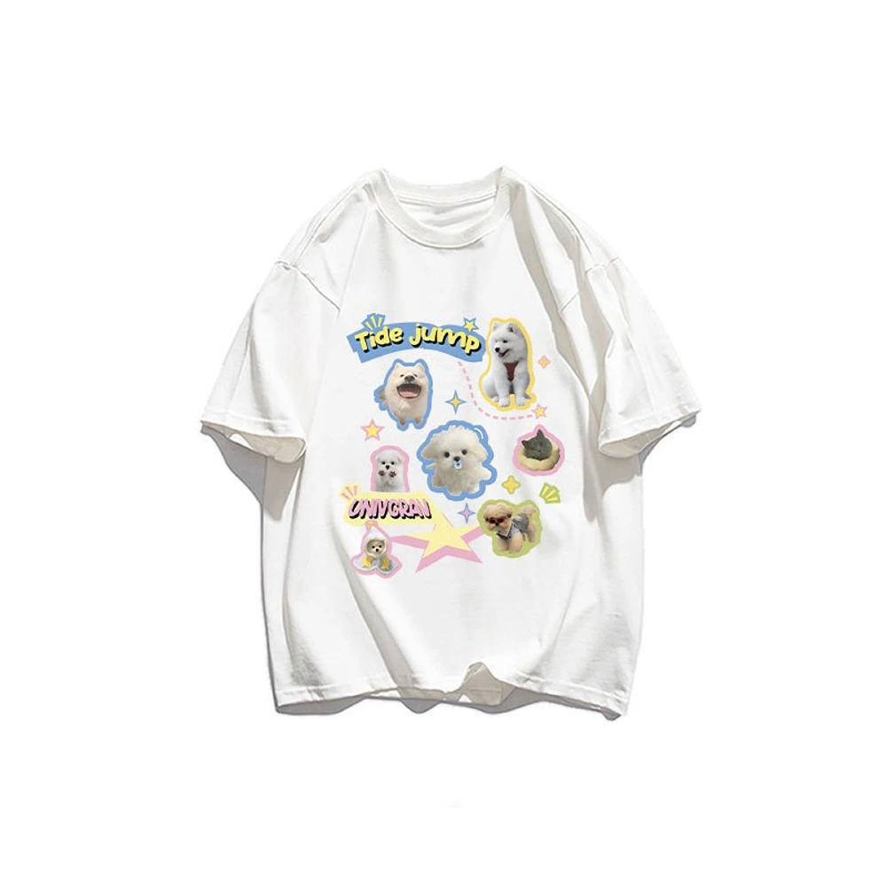 الإناث بلايز عادية الفتيات الكورية بلوزة عصرية Kawaii Harajuku الشارع الشهير الحيوانات الأليفة الكلاب القطط الجرافيك تيز المرأة تي شيرت Y2k الملابس