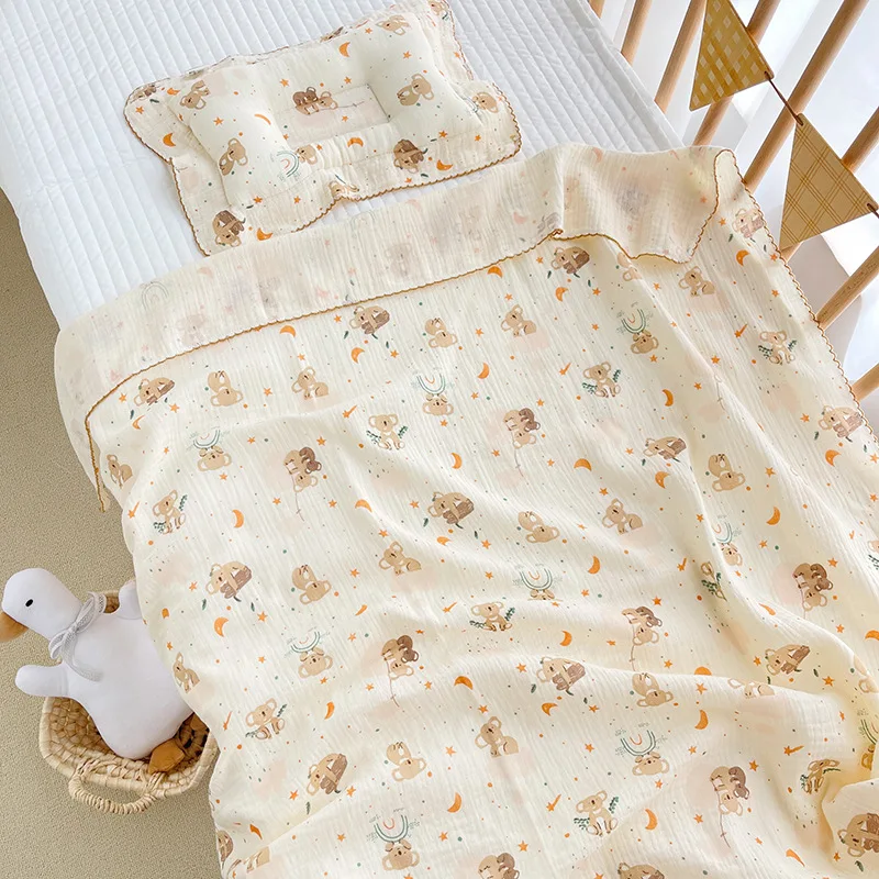 Baby Gauze Bag Sheet Summer Double-layer Four Layer Blanket Newborn Blanket in Air-conditioned Room Cartoon Baby Bag Quilt