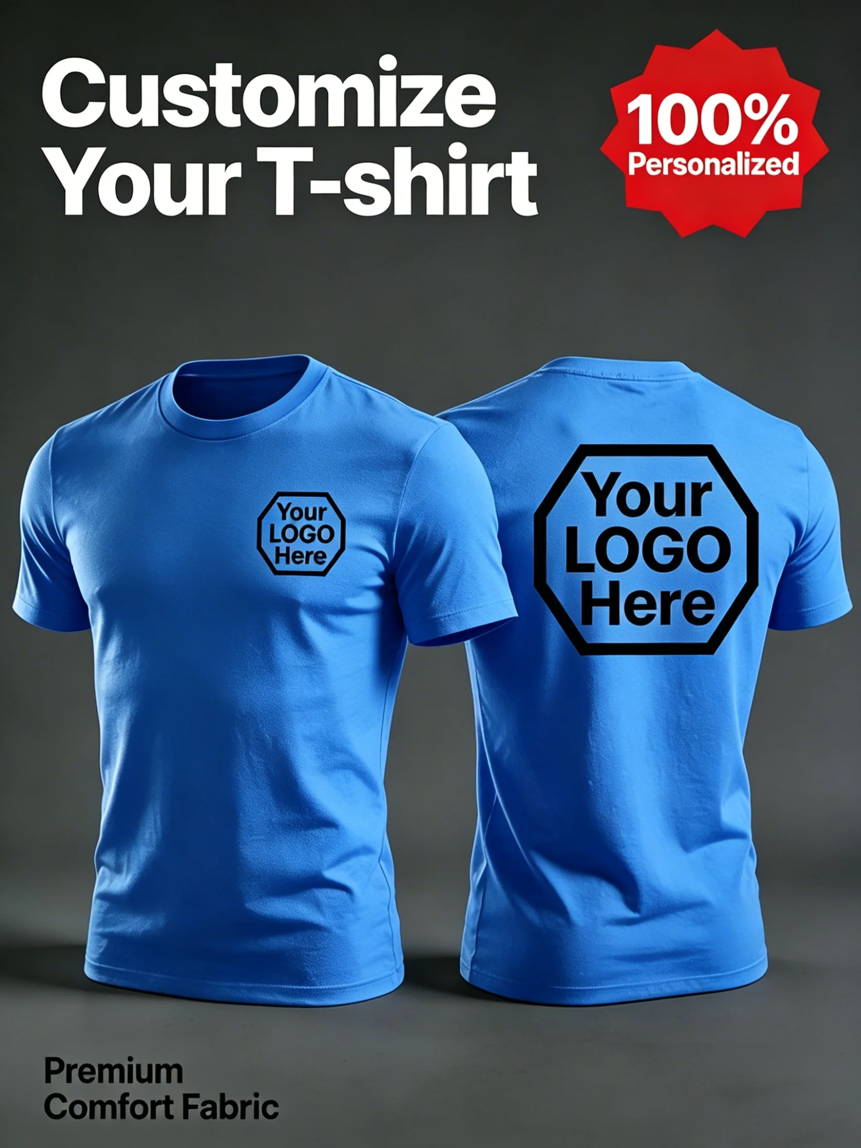 Custom Personalized Pattern S-3XL Summer Team Short Sleeve Cotton Sport Soft Casual T-Shirt All-Match Basic Simple Workwear Mens