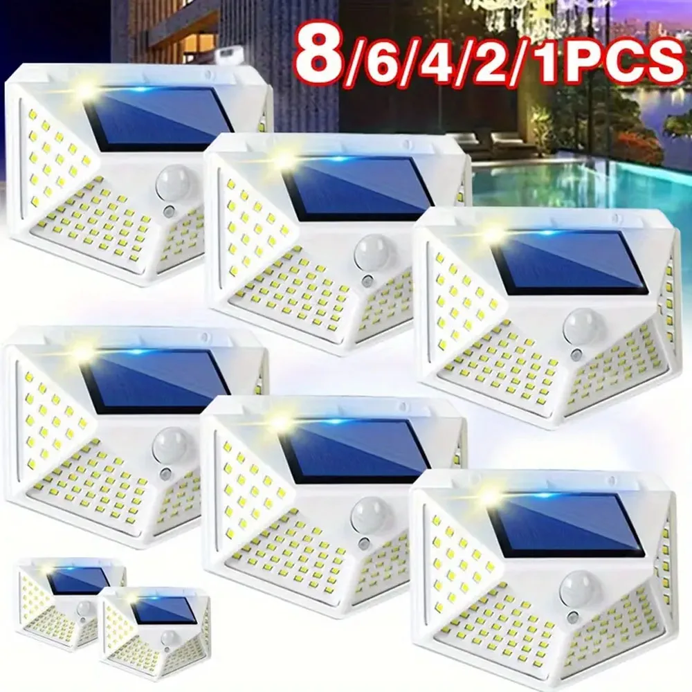 1/2/4/68 Piece Outdoor Solar Wall Light, 100 LED Four Side Wall Light, Courtyard Garden Guide Light Wall Light