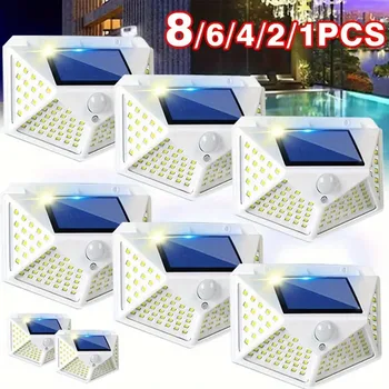 야외 태양광 벽 조명, 100 LED 4 면 벽 조명, 안뜰 정원 가이드 조명, 벽 조명, 1 개, 2 개, 4/68 개