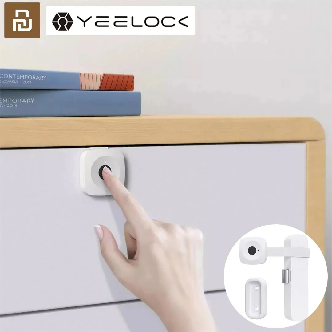 YEELOCK Fingerprint Drawer Lock Punch-free Smart Furniture Invisible Dark Lock 0.5S Unlock Emergency USB Power Supply