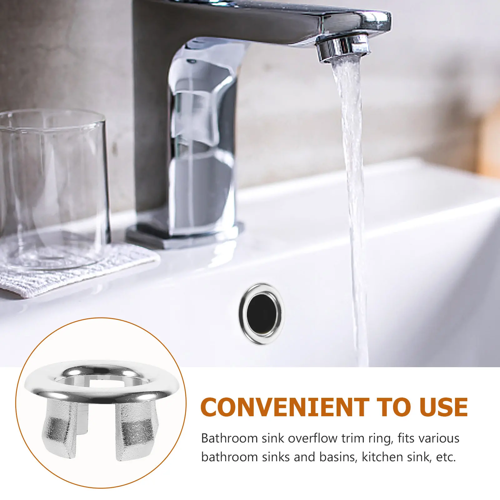 20 Pcs Sink Overflow Prevention Caps Basin Trim Cover Insert Bathroom Accessories