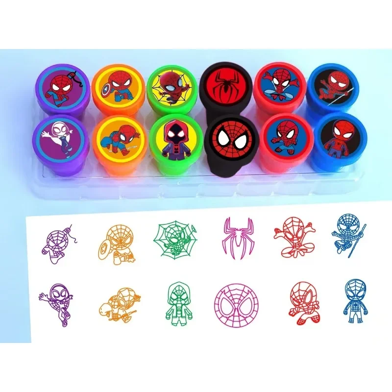 Kawaii 12pcs Marvel Spidey and His Amazing Friends Birthday Gift Kid Stamps Classroom Reward Prizes Gifts for Guests Baby Shower