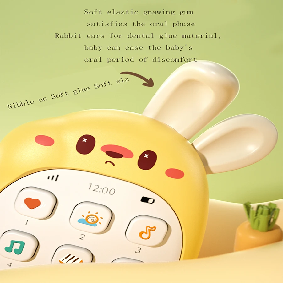 子供のウサギのおもちゃ携帯電話赤ちゃんチュアブルパズル多機能音楽電話男性と女性バッテリーなし