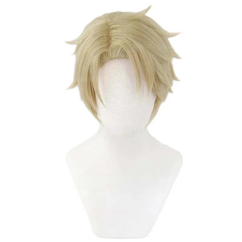 アニメ合成ロイドフォージャーコスプレショートライトリネンゴールド耐熱髪ハロウィンパーティートワイライトユニセックスウィッグ + ウィッグキャップ