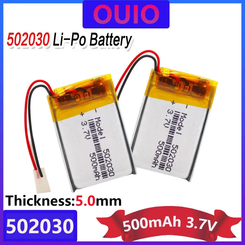 3.7V 500mAh 502030 Lithium Polymer Li-Po Li Ion Rechargeable Battery Lipo Cells For MP3 MP4 Speaker Tachograph Car DVR Camera