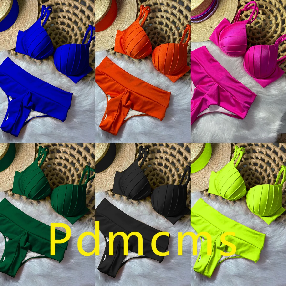 

Новая модель 2025 года, однотонное сексуальное бикини с высокой талией, европейский и американский раздельный купальник, женское многоцветное бикини на выбор