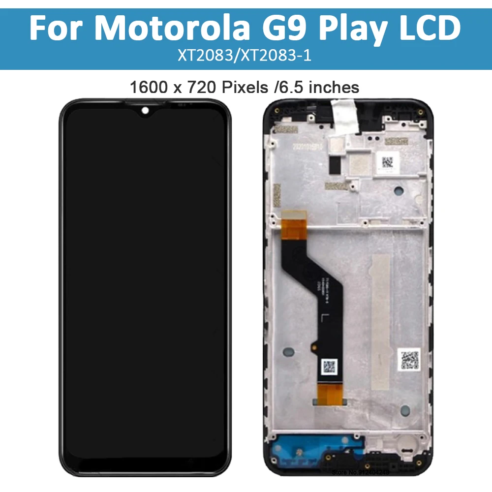 6.5 "Originele Voor Motorola Moto G9 Play Lcd Touch Screen Sensor Panel Digiziter Vergadering Voor Moto G9Play Lcd met Frame