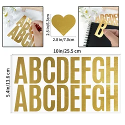 Pegatinas doradas de letras del alfabeto Morandi, 100 pulgadas, color blanco y negro, decoración de papelería para buzón, 2,5 piezas, 6 hojas