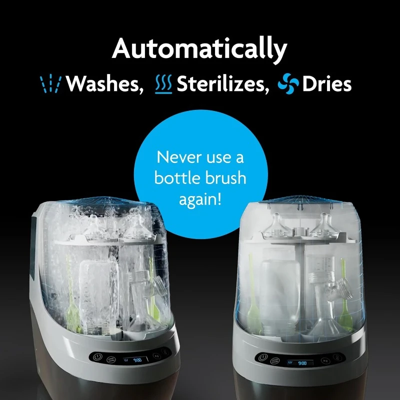 Baby Bottle Washer, Sterilizer + Dryer - All in One Machine Cleans Bottles, Pump Parts, & Sippy Cups - Replaces Hand Washing