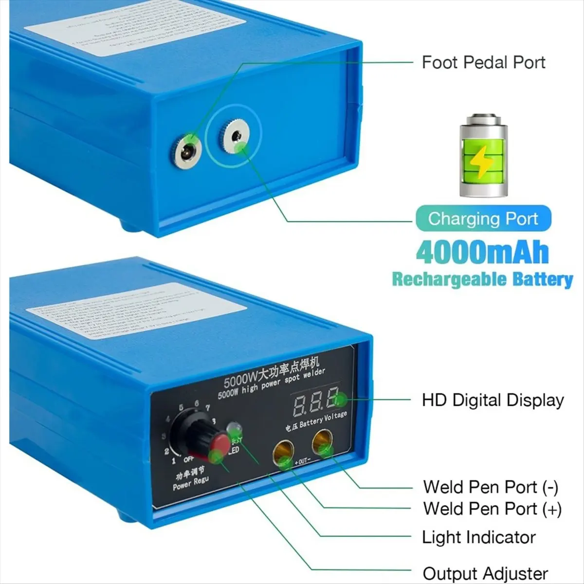 

AA83 5000W Battery Spot Welder, Adjustable Spot Welder Machine for 18650 Lithium Batteries, Welding Sheets US Plug