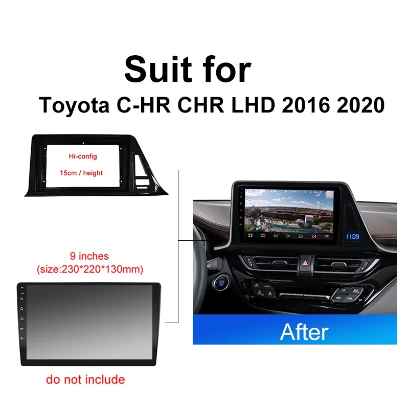 Kenvox 9 Inch Car Frame Fascia wire cable Adapter Untuk Toyota CHR C-HR LHD 2016 2020 Android Radio stereo Dash Fitting Panel Kit