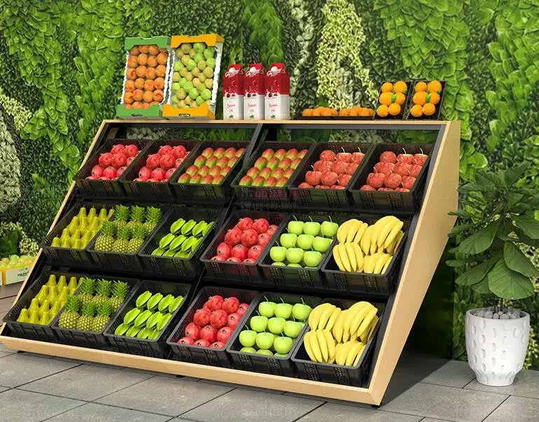 Fruit and vegetable display rack fresh supermarket convenience store fruit and vegetable shelf store gangmu Zhongdao