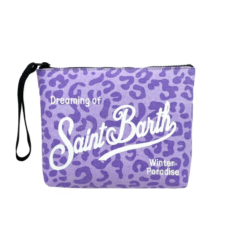 

Exquisite Women's Clutch Light Luxury Brand Design New High Quality Leopard Purple Canvas Diving Handbag Casual Women's Bags