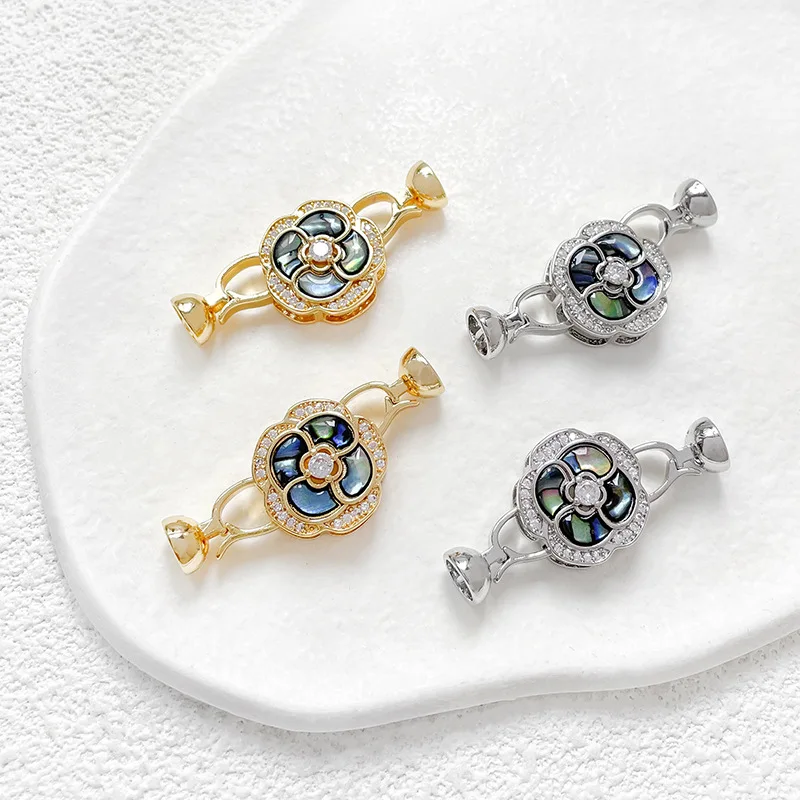 1 Copper-plated Natural Abalone Black Pearl Buckle DIY Handmade Bracelet Necklace Connecting Buckle Jewelry Accessories Material