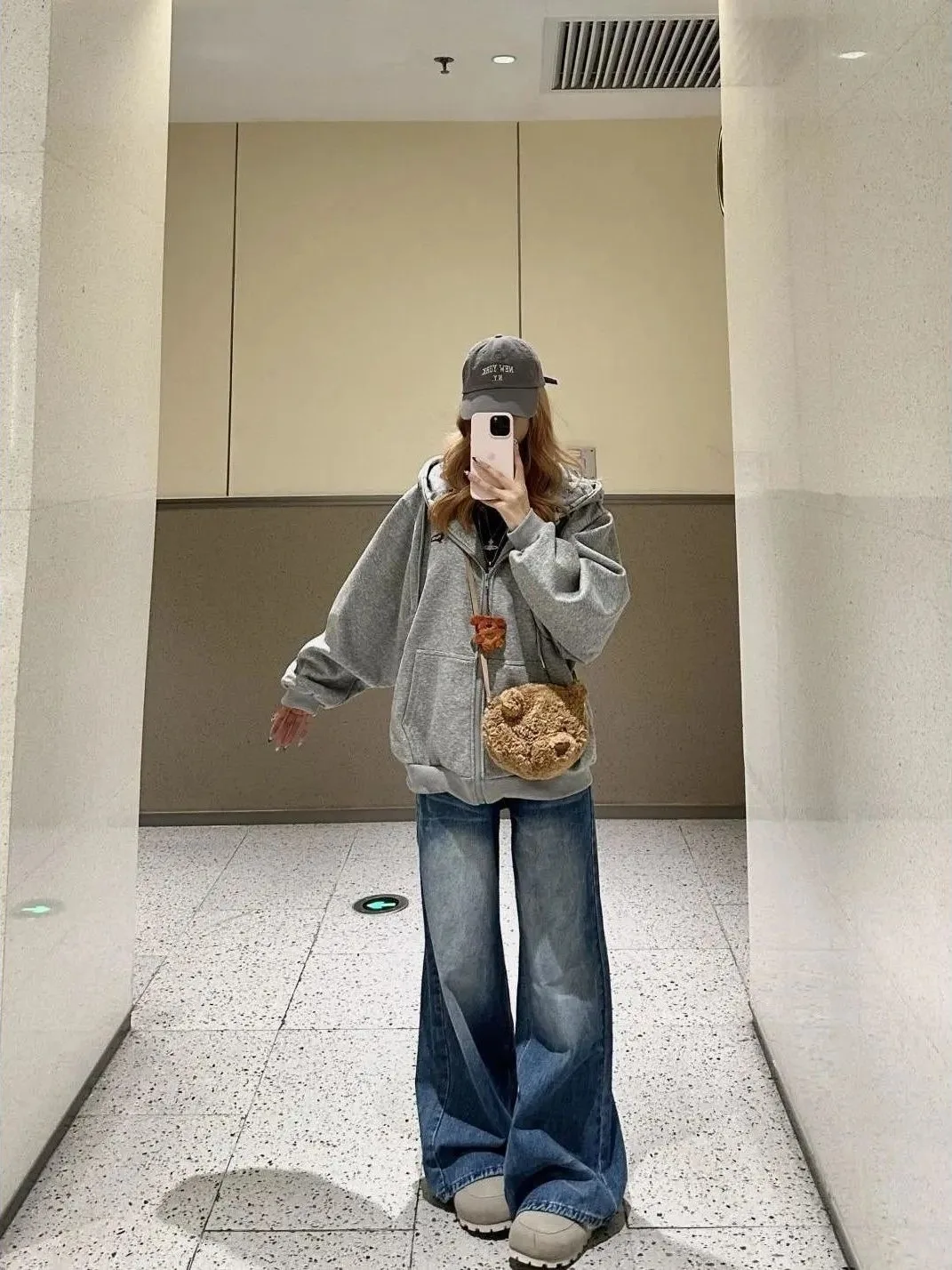 2026 New Women's Loose Casual Floral Print Hooded Cardigan Sweatshirt Slimming Lazy Style Top Korean Version Long Sleeve Zipper