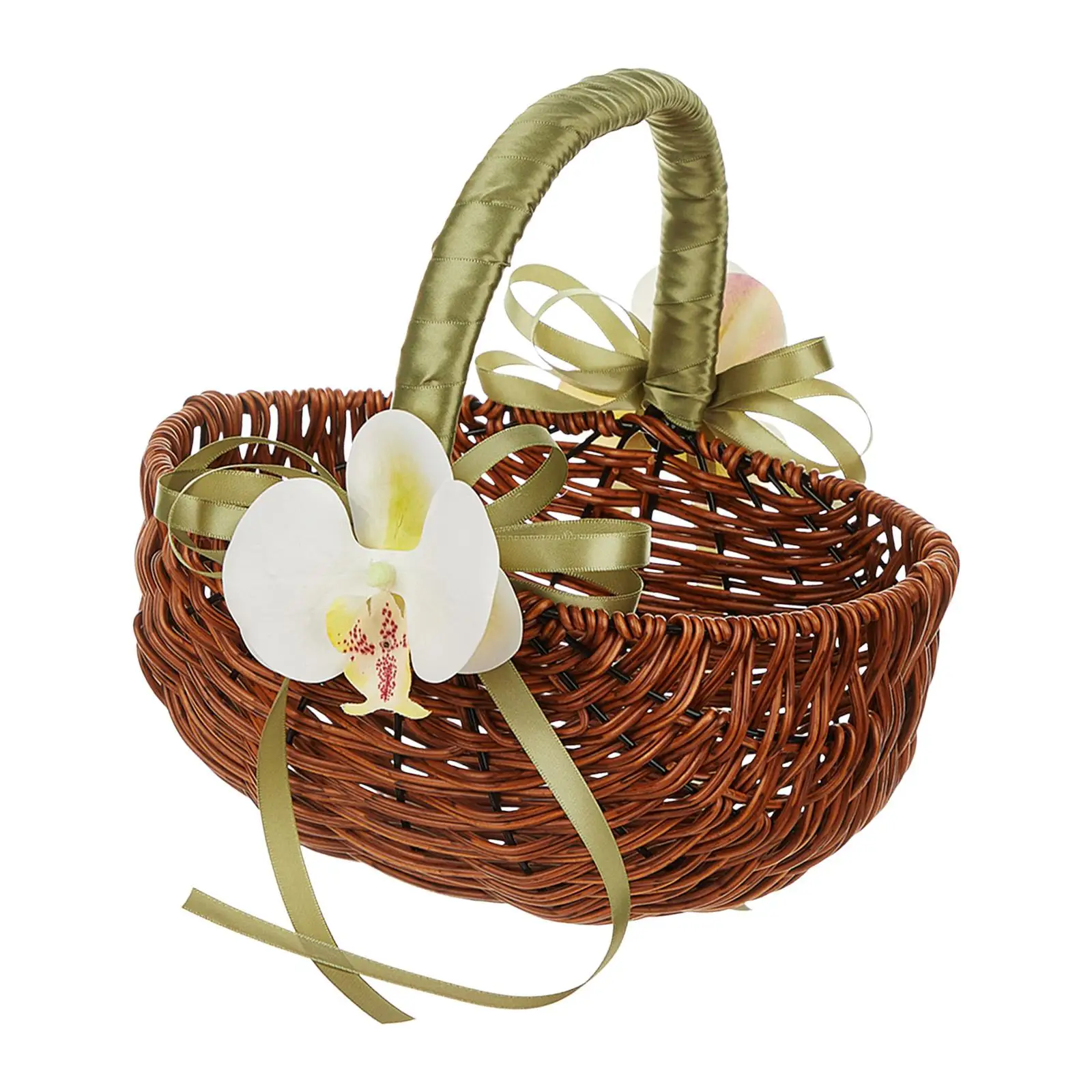 Durable ABS Metal Flower Girl Basket Vintage Floral Organizer for Wedding Anniversary and Picnic