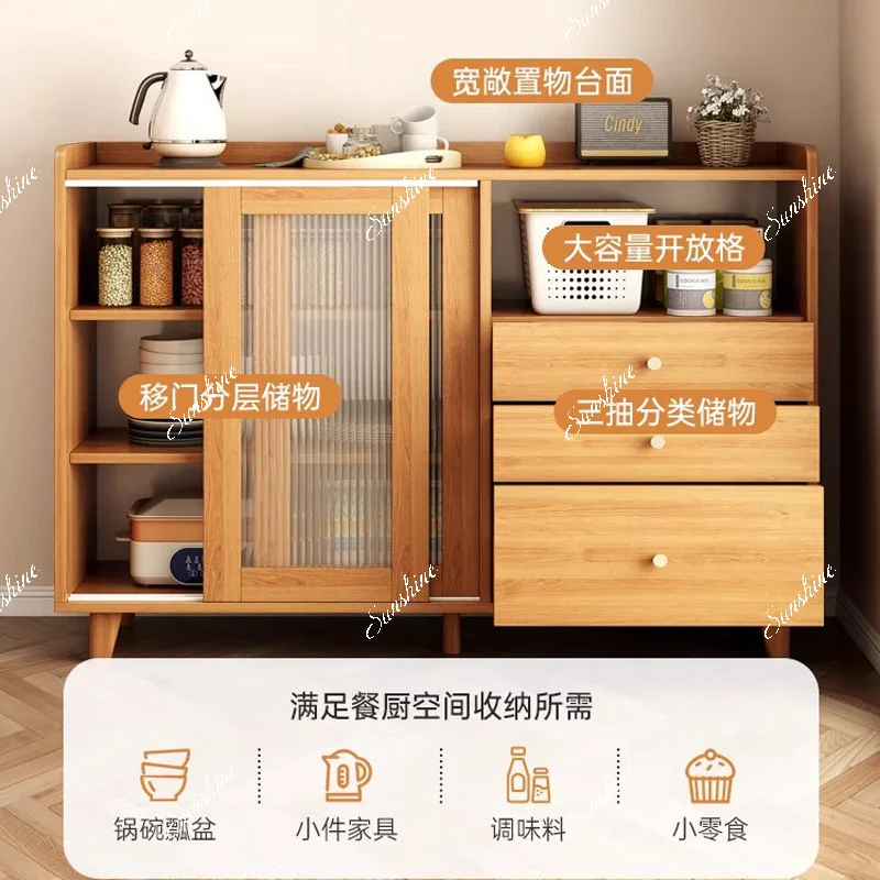 Japanese-style dining side integrated living room against the wall, kitchen storage, storage cabinet simple and modern