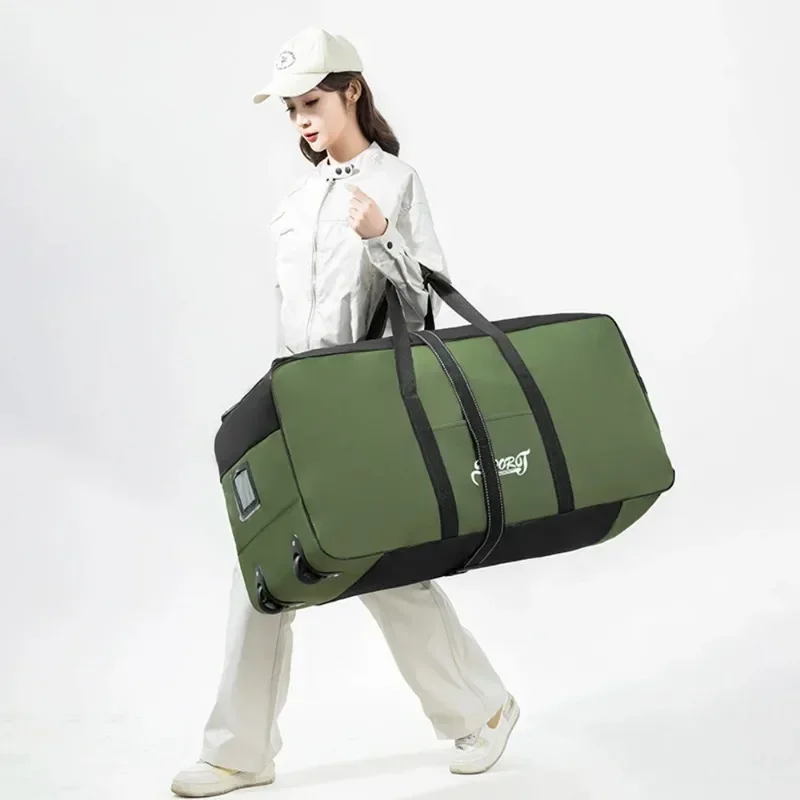 Travel Large Capacity Oxford Cloth Waterproof Wear-resistant Wheel Tote/Pulley Bag/Backpack