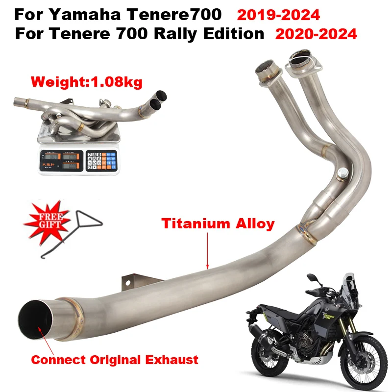 Motorcycle Exhaust Titanium Alloy Front Link Pipe Slip On For YAMAHA Tenere700 2019-2024 For Tenere 700 Rally Edition 2020-2024