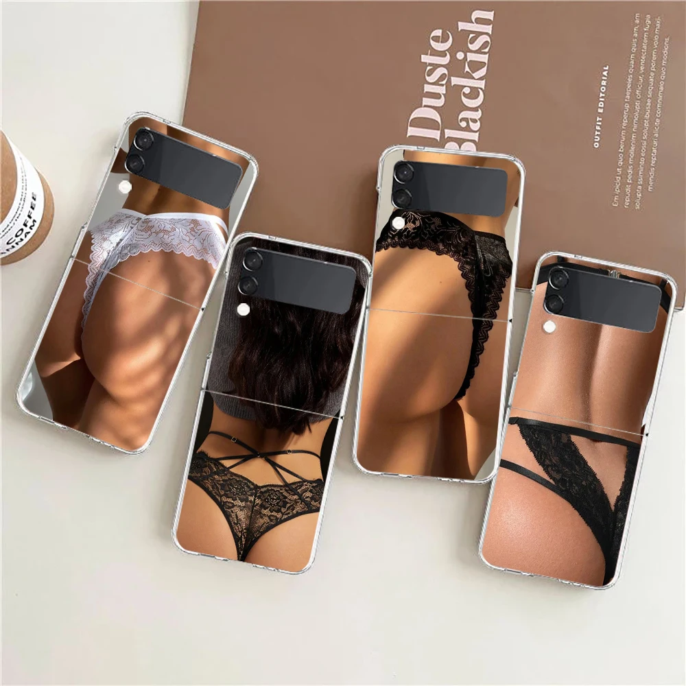 Sexy Ass Underwear Bikini Woman Girl Hard PC Phone Case For Samsung Galaxy Z Flip 6 5 4 Transparent Cover For Galaxy Z Flip3 Bag