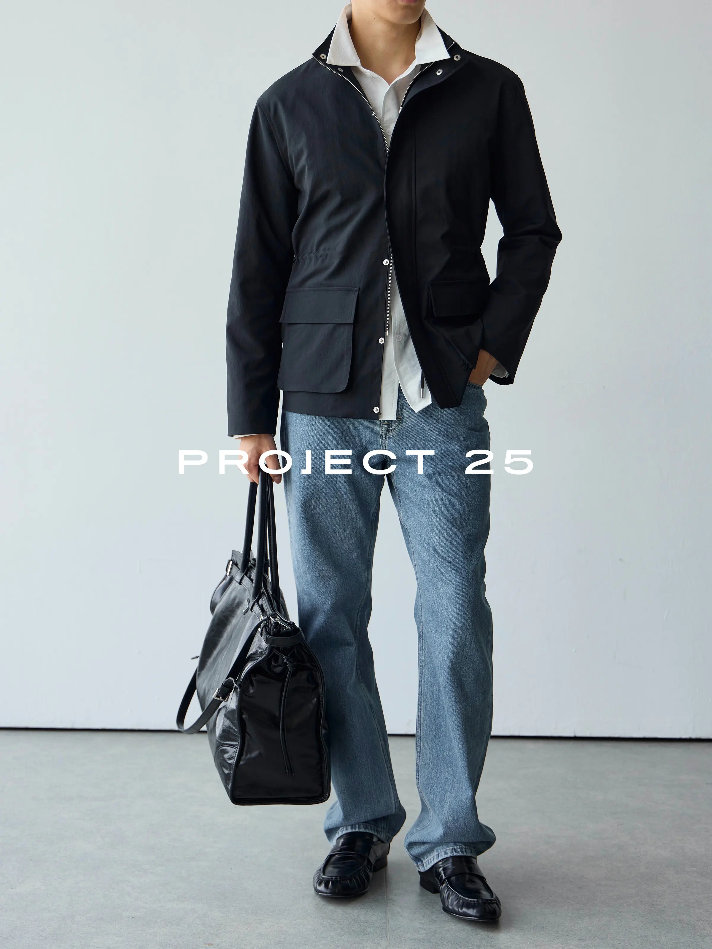 PROJECT 25 Men Safari Jacket Japanese SOLOTEX Fabric Stand Collar Drawstring Windproof Wrinkle Resistant Casual Outerwear