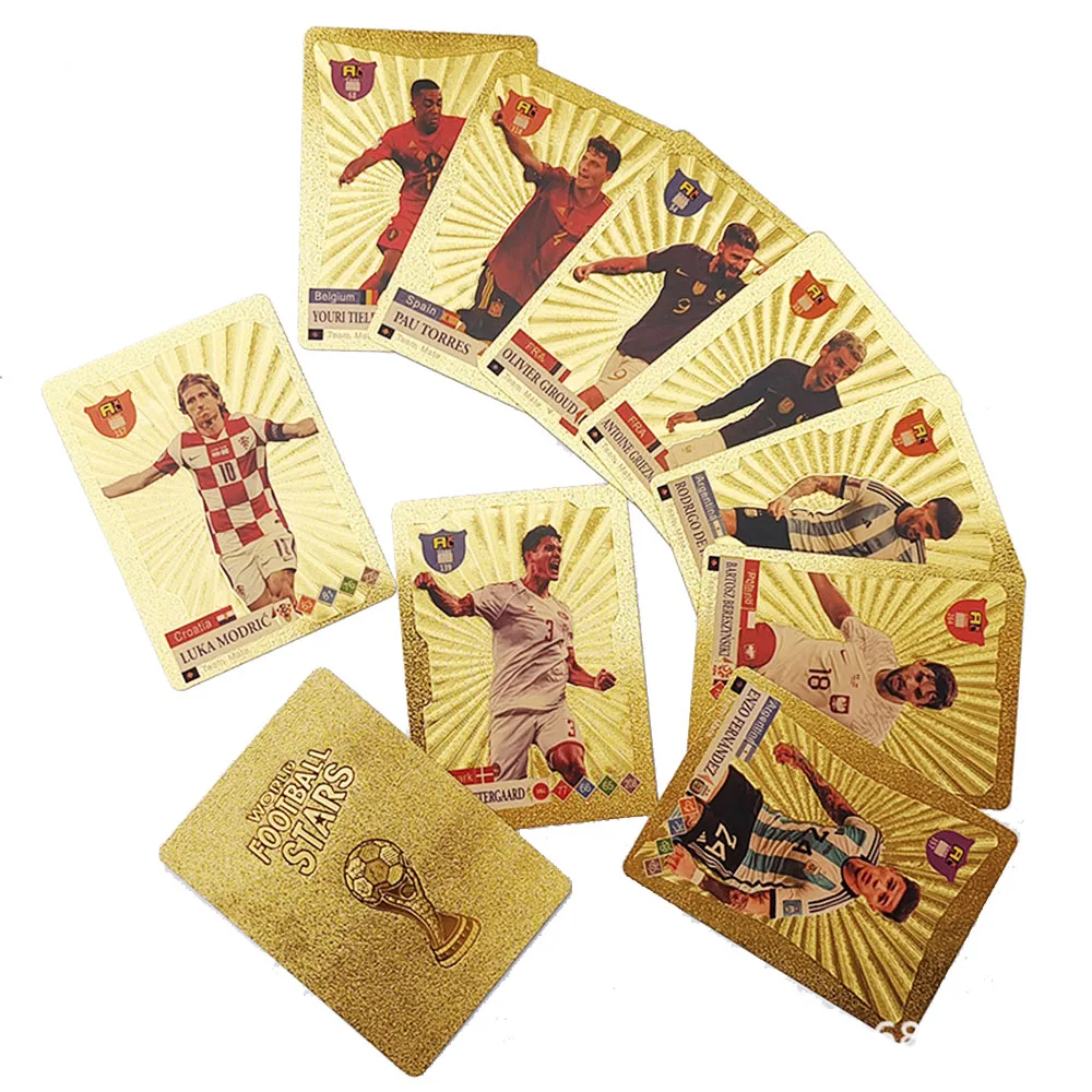 55Pcs English Messi World Football Stars Gold Leaf Card Ballsuperstar Limited Signature Collection Cards Shipping