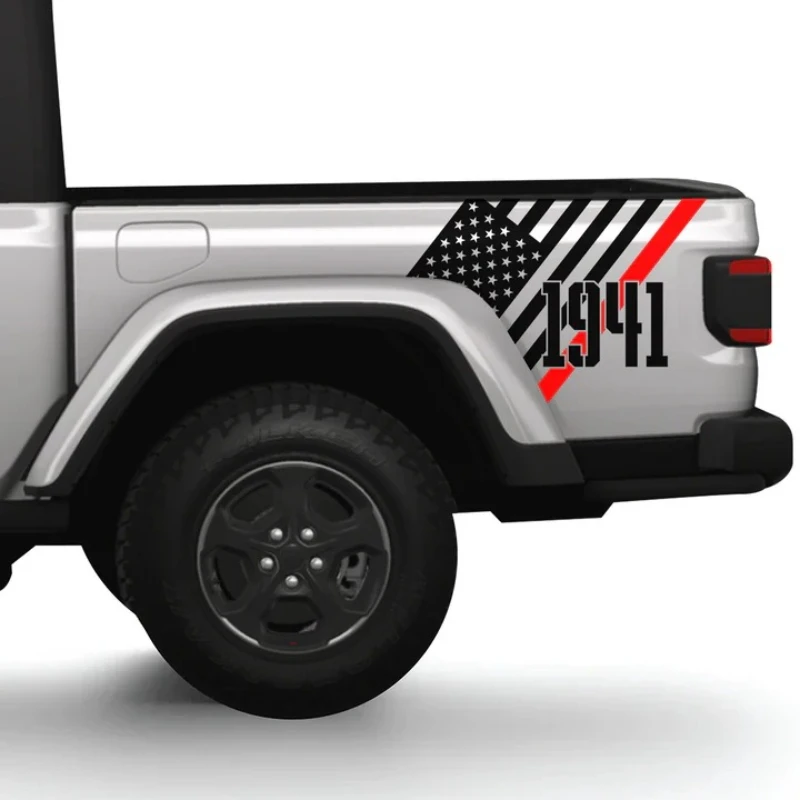 Car Vinyl Stickers American Flag with Red Stripe Sport decal FOR Jeep Wrangler Gladiator Graphics Bedside 1941