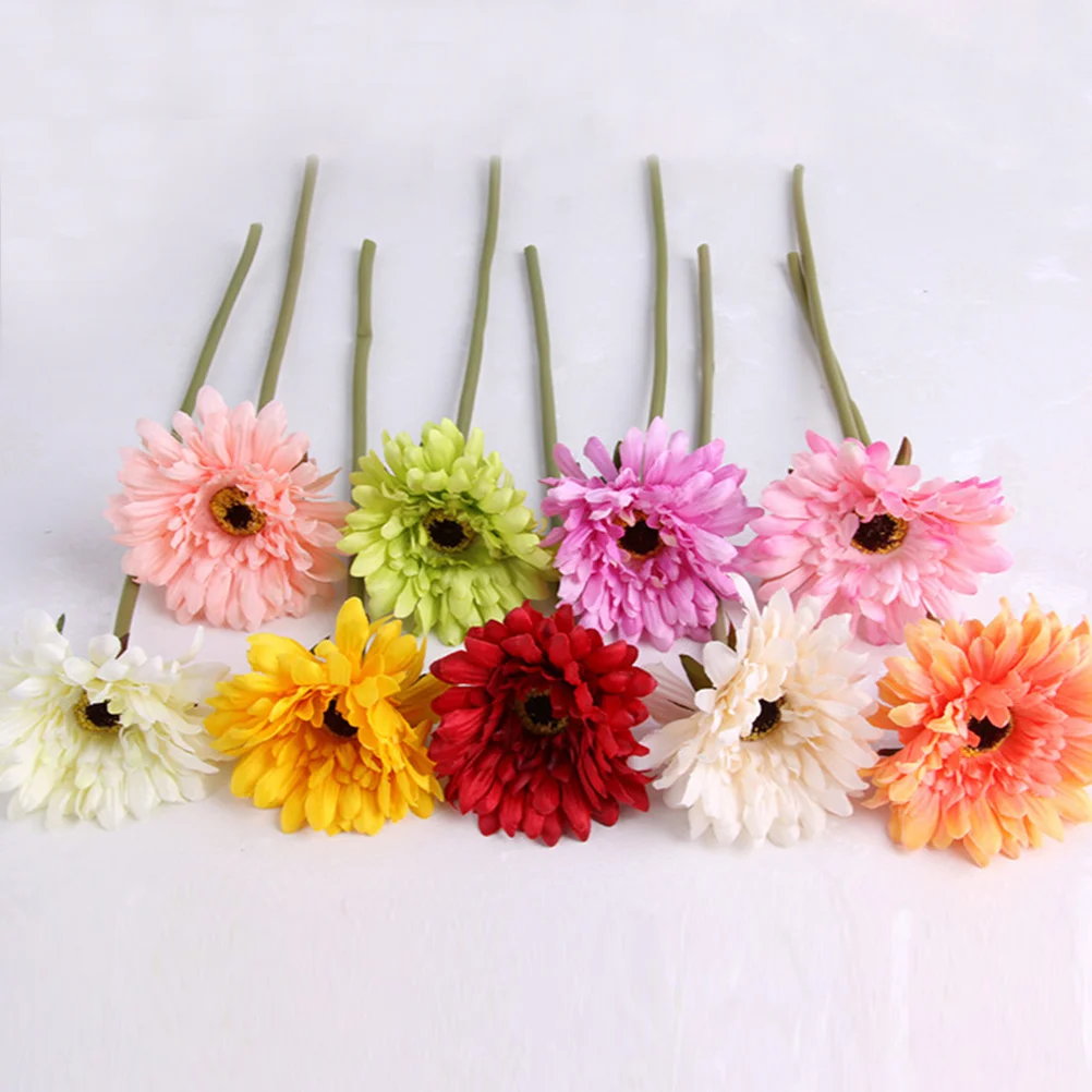 

10Pcs Artificial Chrysanthemum Bouquet Light Pink Faux Flowers Simulation for Home Hotel Store Office Decoration