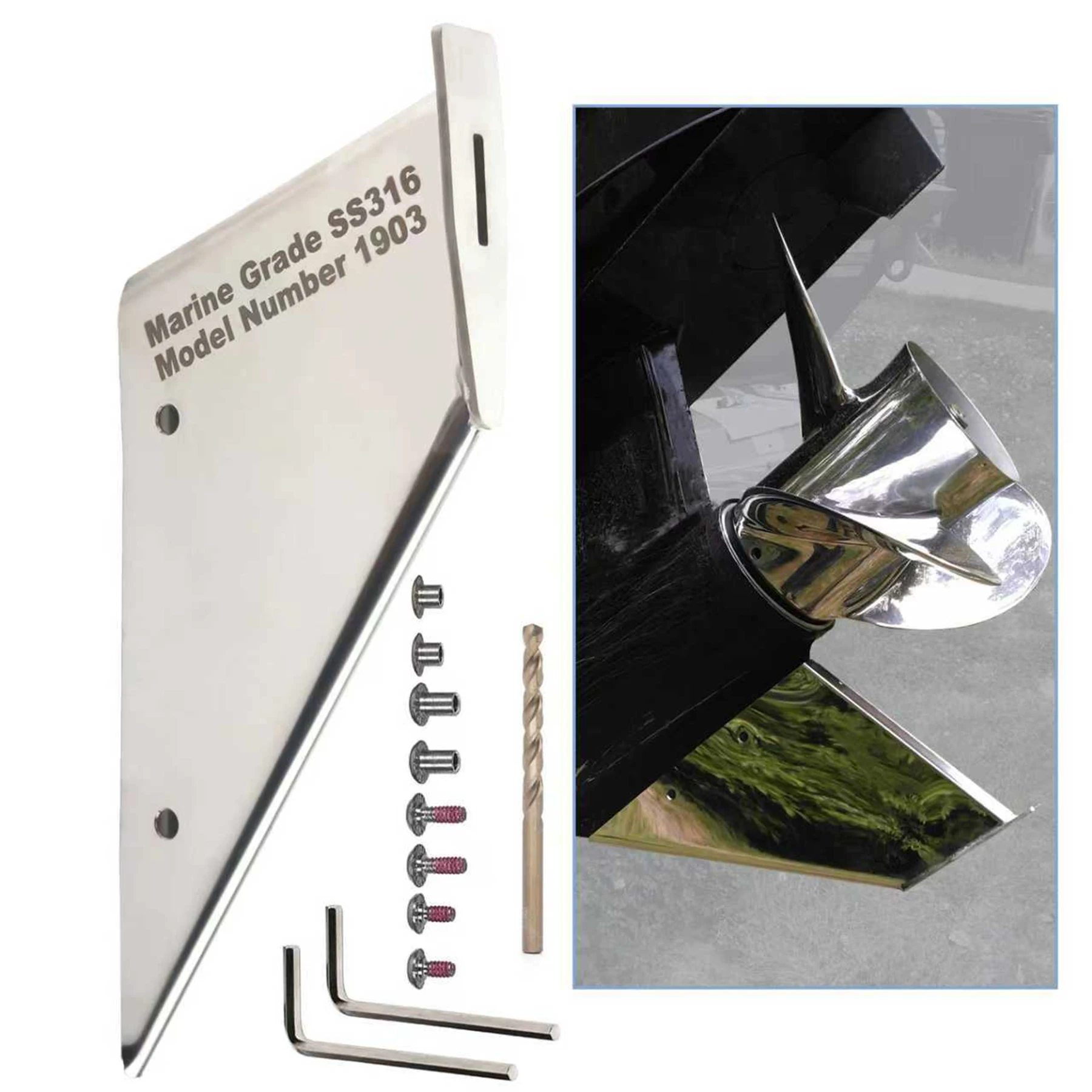 Marine Skeg Safe Protector Guard 27341 for Mercury Mariner Evinrude Johnson 2 4 Stroke 40 50 60 HP Stainless Steel Wear Tab