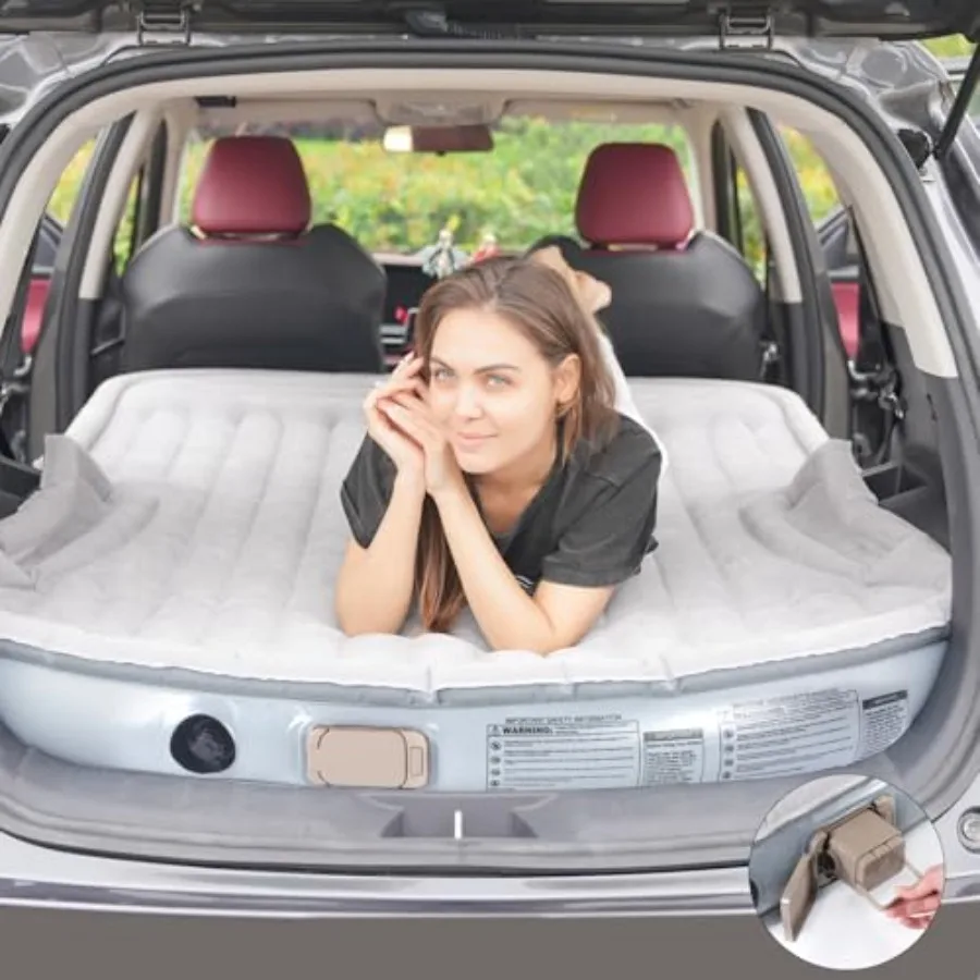 

Portable SUV Air Mattress with Built-in Electric Pump for Fast Inflation - Soft Flocked Surface Car Bed - Ideal for Road Trips