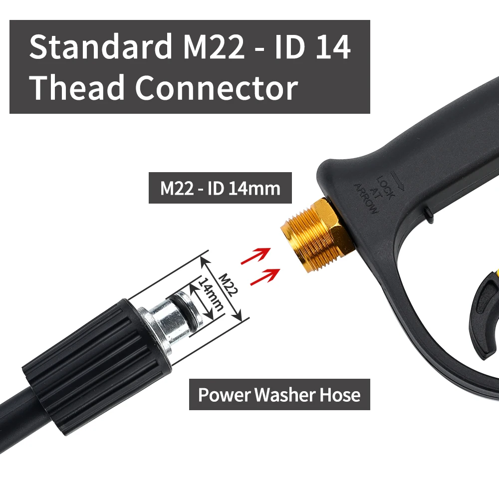 High Pressure Car Wash Water Gun with M22 Inlet-14mm Jet Adjustable Nozzle Car Washing Sprayer Gun Trigger Handle Washer Gun - view 5