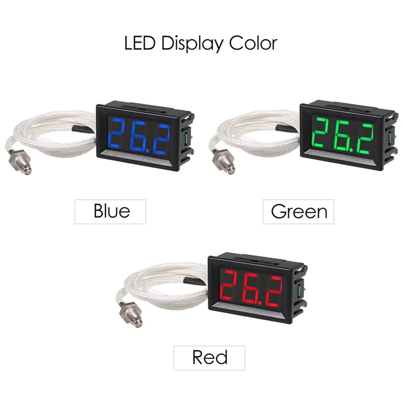 Промышленный высокотемпературный термопарный термометр K-типа M6 DC12V -30-800 ℃   Цифровой измеритель температуры, простой в использовании, красный-B