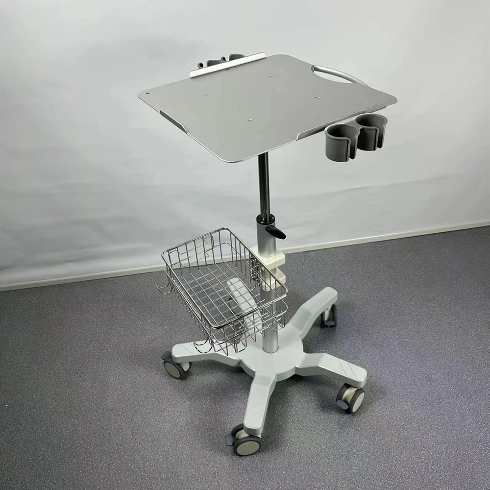 New ECG Patient Monitor Ultrasound Use Aluminium Alloy Height Adjustable Mobile Stand Table Trolley Cart