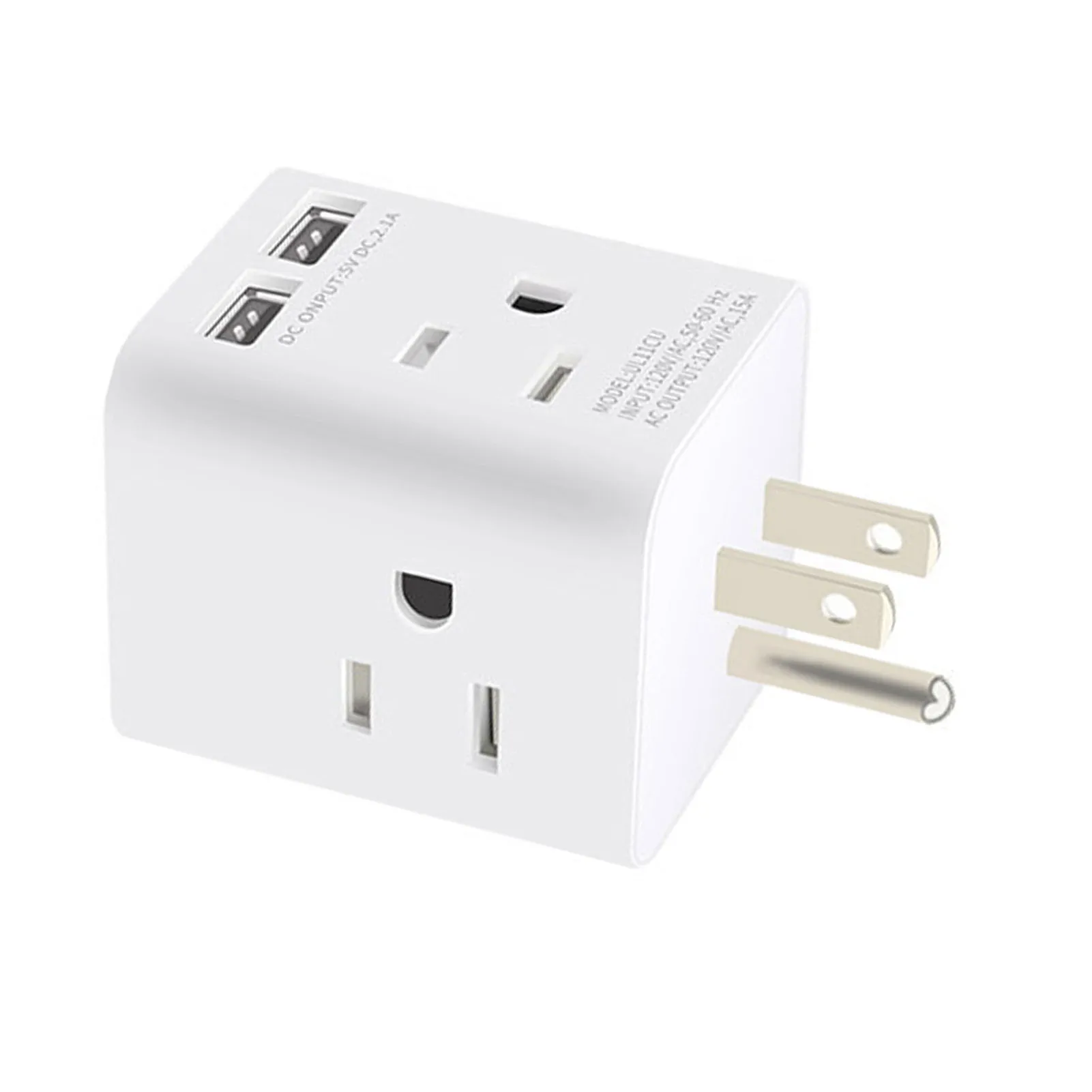 Multi Plug Outlet Extender Electrical Wall Outlet Splitter with 4 15amp AC Outlets 2 USB Ports