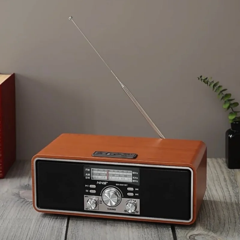 

NS-6681 Vintage Wooden FM Radio Bluetooth Speaker Multi-function Home Audio System with MP3 Player Dual Stereo Speakers for Home